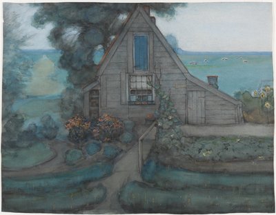 Triangulierte Bauernhausfassade mit Polder in Blau, ca. 1900 von Piet Mondrian